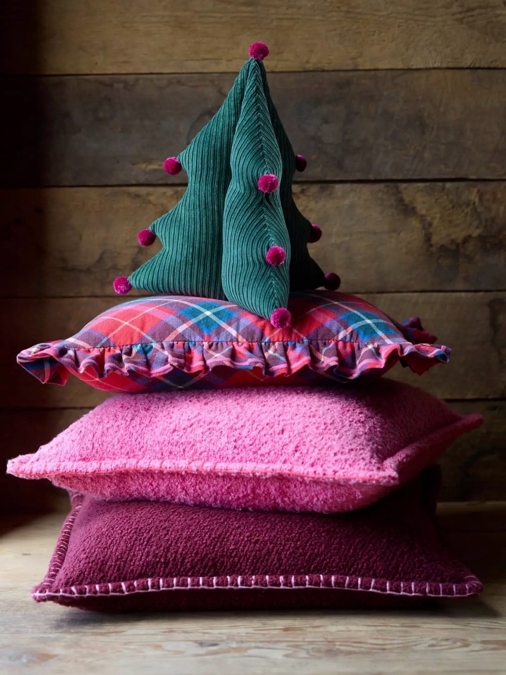NEW Anthropologie Aldea Corduroy Pom Pom Shaped Tree Pillow - Sold Out! 🌲